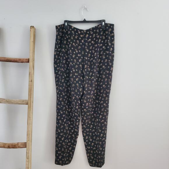 Pendleton Vintage Black Classic Floral Print Sheer Loose Fit Pants Size 14 - Picture 2 of 11